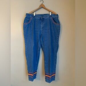 Liz Claiborne Elizabeth Embroidered Denim Capri Pants Size 22p 100% Cotton vrg